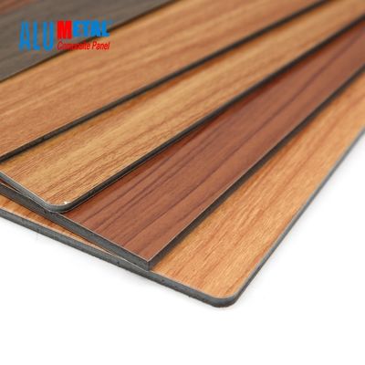 3 میلی متر آلومینیوم چوبی کامپوزیت پانل PE 0.3mm ACP ورق ضد حریق 3D براق