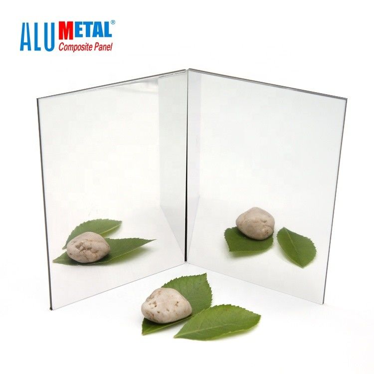 نقره A2 FR آینه آلومینیوم کامپوزیت پانل 1220 میلی متر روکش دیوار ACP 0.5MM